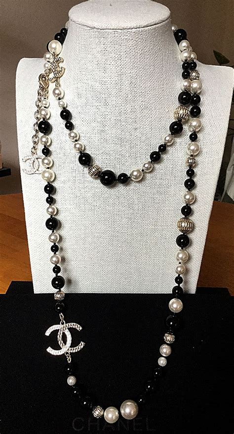 chanel men chains|Chanel black and white necklace.